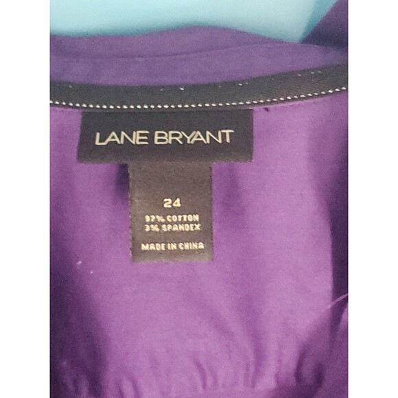 Womens Sz 24 Button Front Blouse Long Sleeve Purple Lane Bryant - Picture 7 of 11